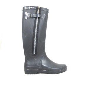NWT Aigle Black Rubber w/Zipper Rain Boots